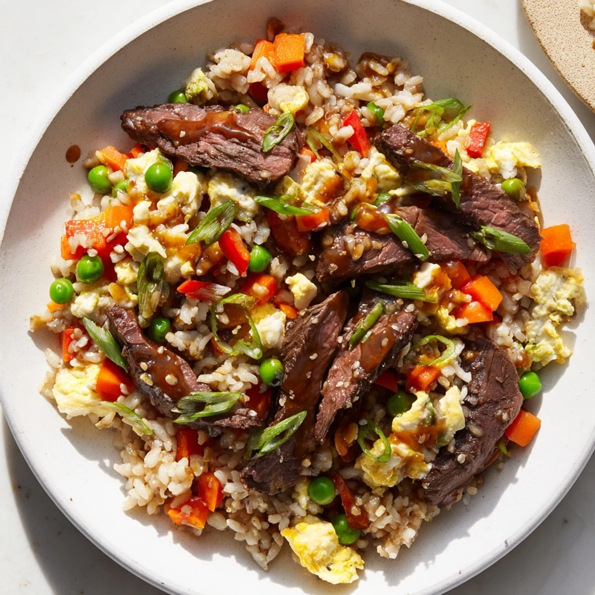 Delicious Beef Fried Rice, featuring tender beef and colorful vegetables, a quick weeknight dinner.