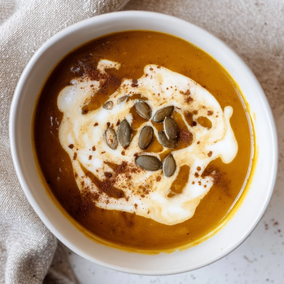 Winter Squash Soup with Apple and Ginger steaming in a rustic bowl, paired with crusty bread for a cozy meal.
