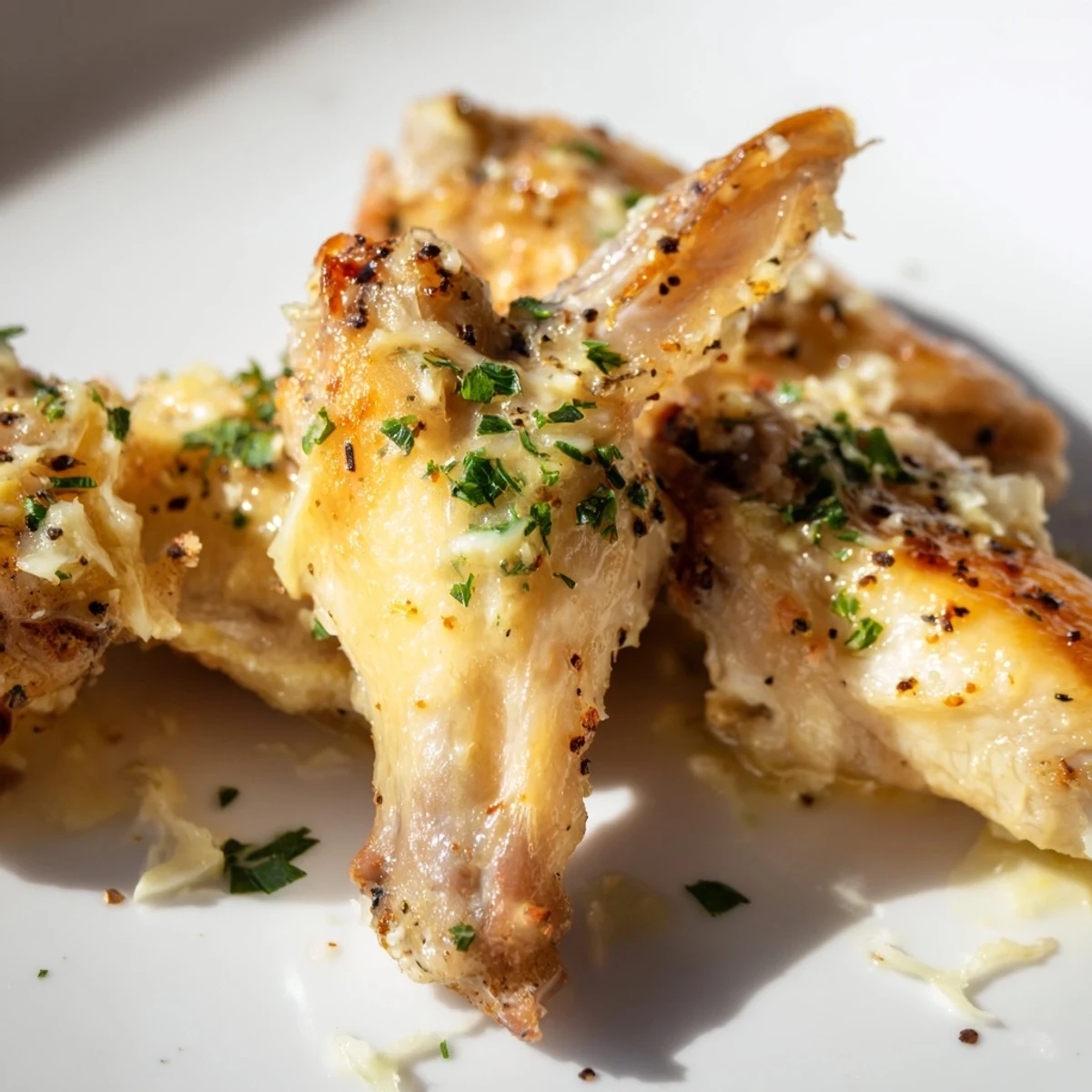 Golden brown Baked Lemon Pepper Chicken Wings on a wire rack, glistening with melted butter and fresh lemon zest.