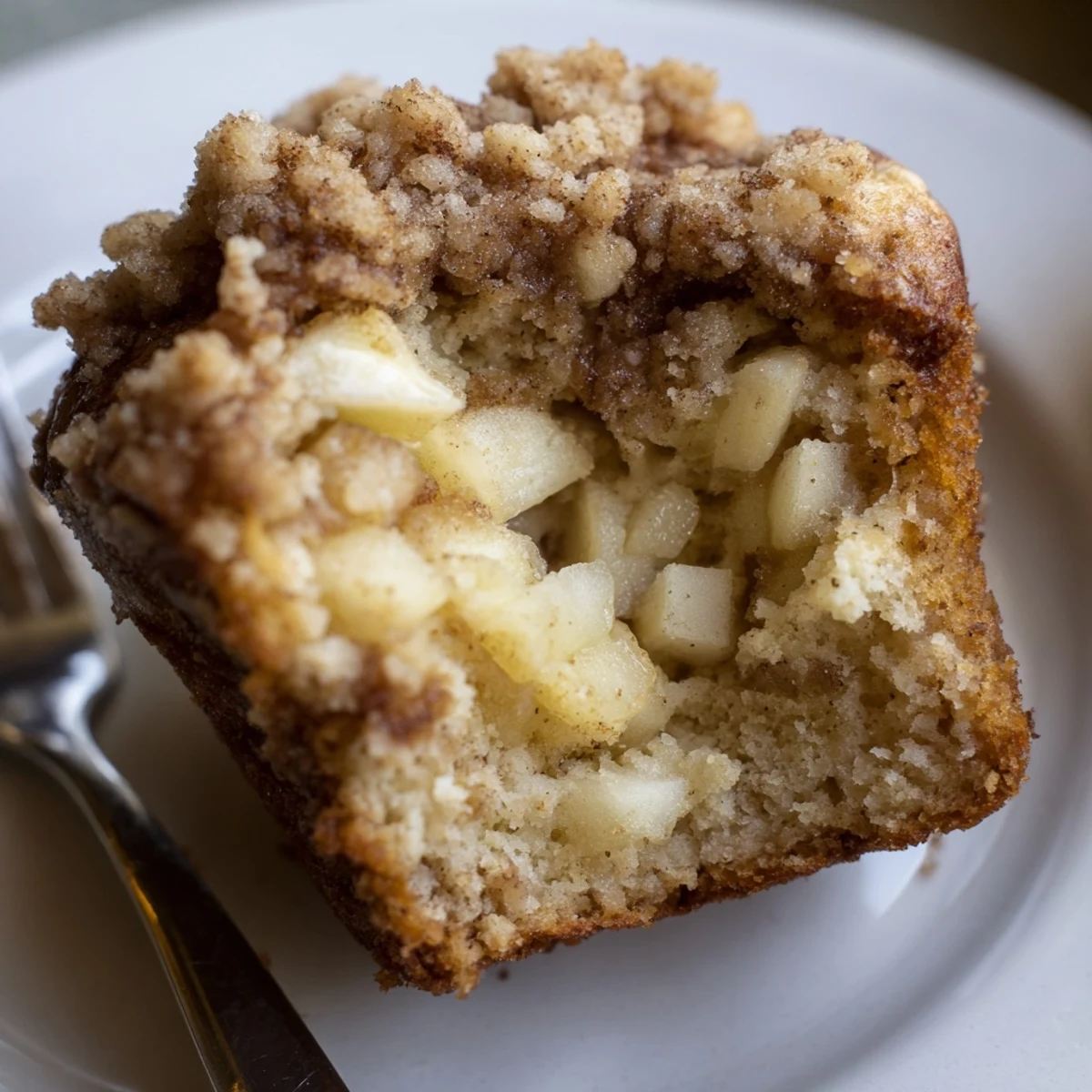 Warm Cinnamon Apple Muffins with Streusel are arranged on a rustic wooden board, ready for a cozy breakfast or snack.