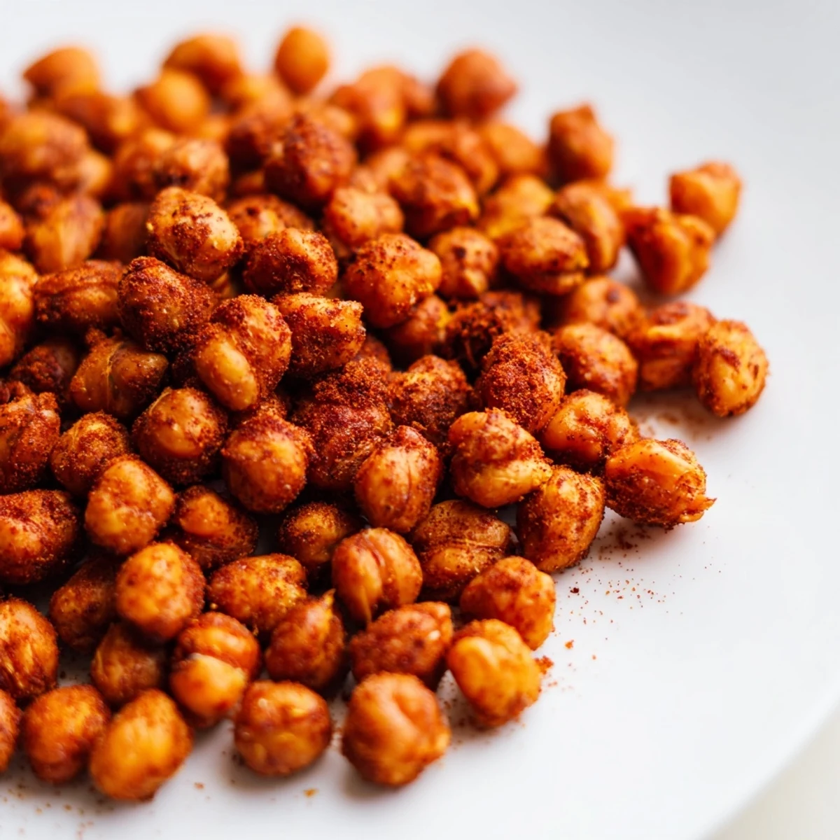 Golden-brown Spicy Roasted Chickpeas with Cumin, crispy from the oven, served in a rustic bowl.
