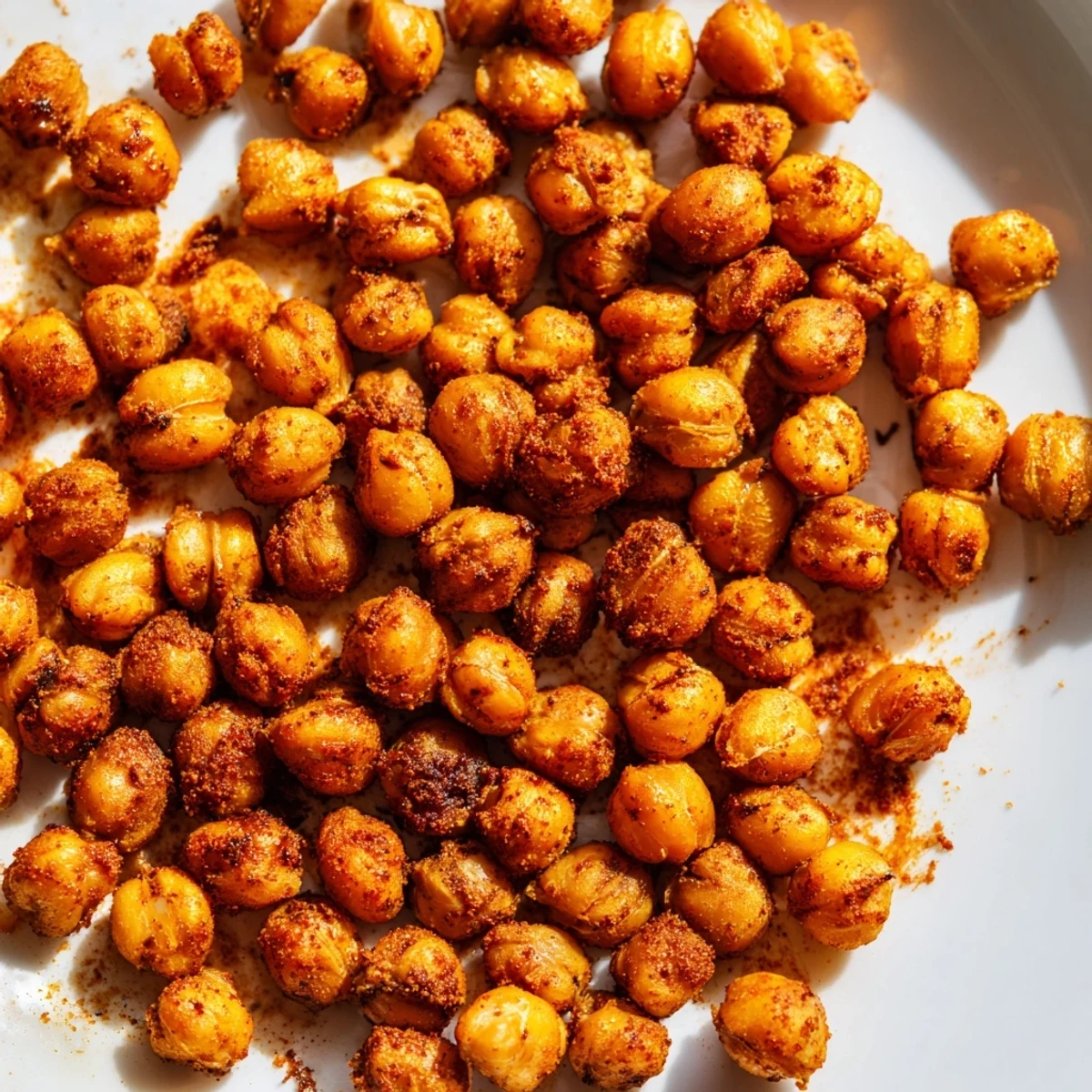 Spicy Roasted Chickpeas with Cumin tossed in olive oil and spices, ready to eat warm or room temperature.