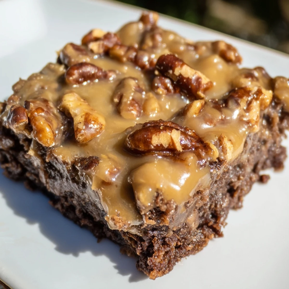 Chopped toasted pecans are folded into the warm praline topping on New Orleans Praline Brownies.