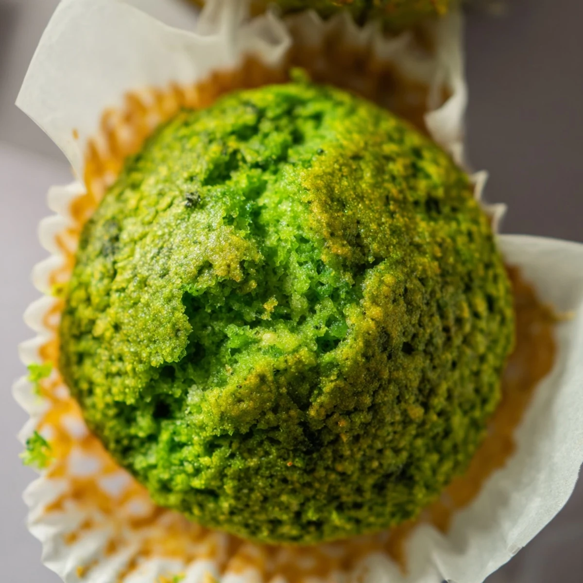 Golden-top St. Patrick's Day Spinach Muffins served on a rustic plate, showcasing their moist texture and subtle sweetness.