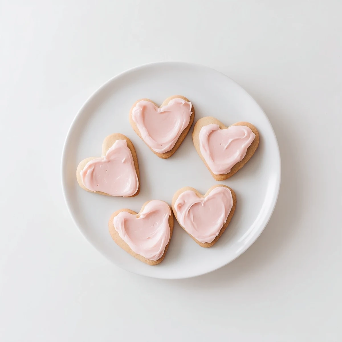 Freshly baked Heart Cookies with pink frosting cooling on a wire rack, perfect for Valentine’s Day treats.  