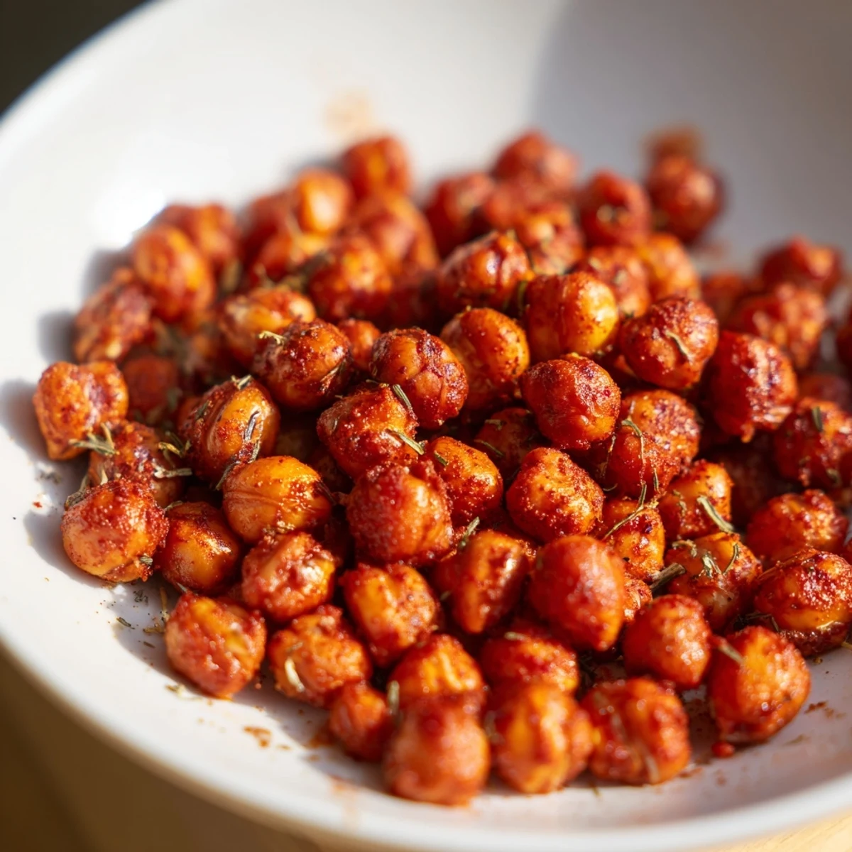 Vegan Cajun Spiced Roasted Chickpeas, perfectly crisp and aromatic, ideal for snacking or topping hearty bowl meals.