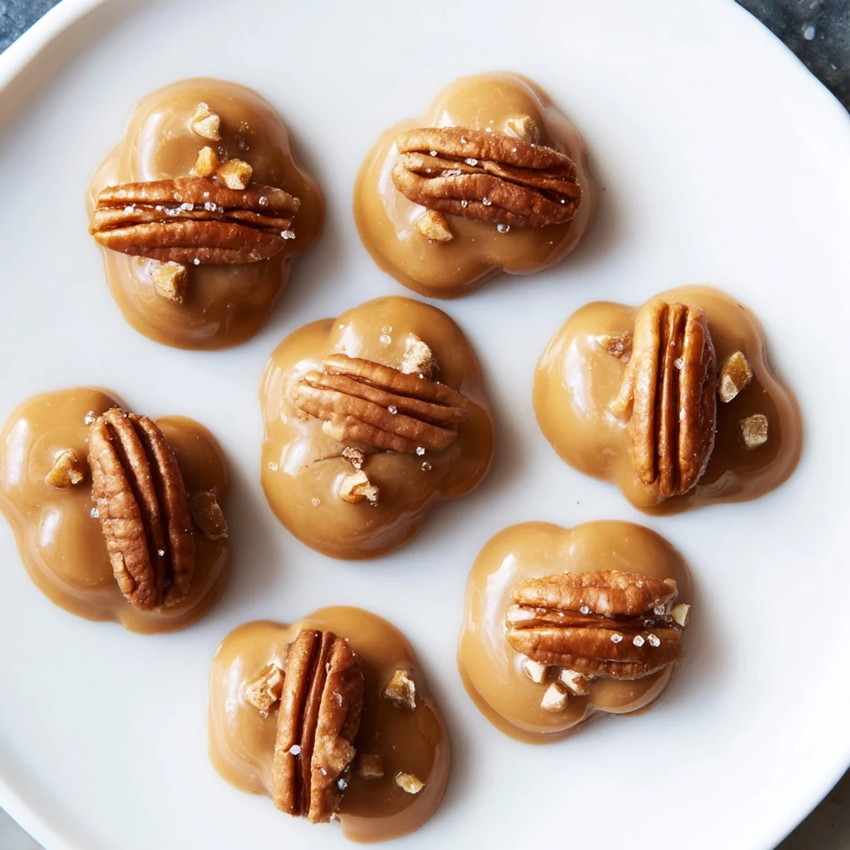 Golden Mardi Gras Pecan Pralines with Cream are cooling on parchment, showing a creamy, rich texture. 