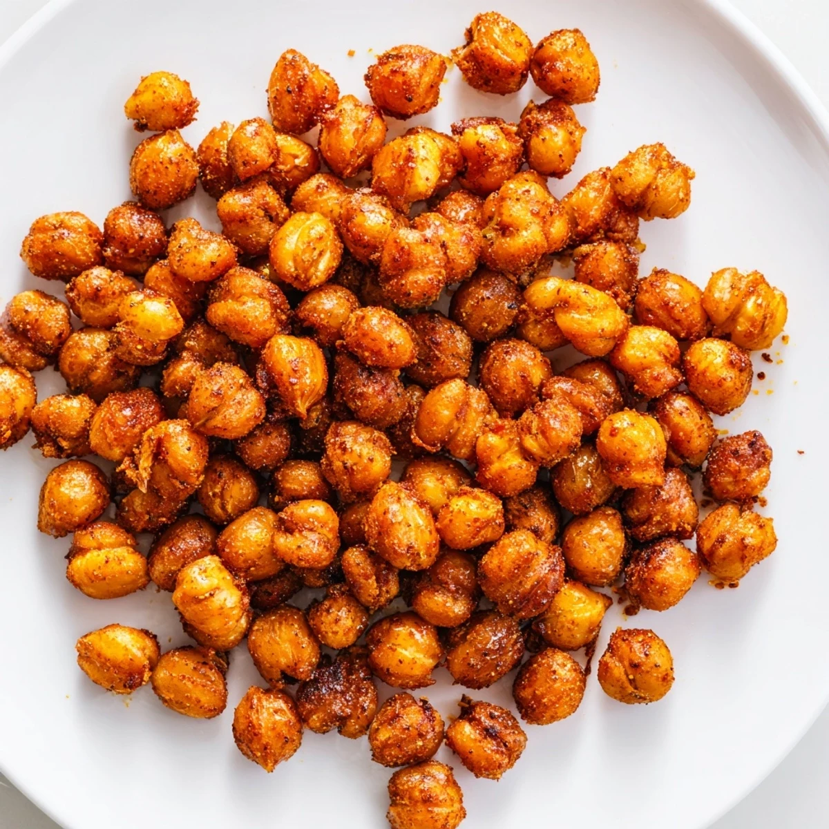 Golden brown Cajun Spiced Roasted Chickpeas with smoked paprika scattered on a baking sheet, steaming slightly.