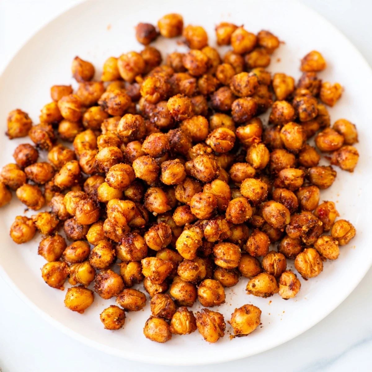 Cajun Spiced Roasted Chickpeas served as a vibrant salad topper with greens and tomatoes.