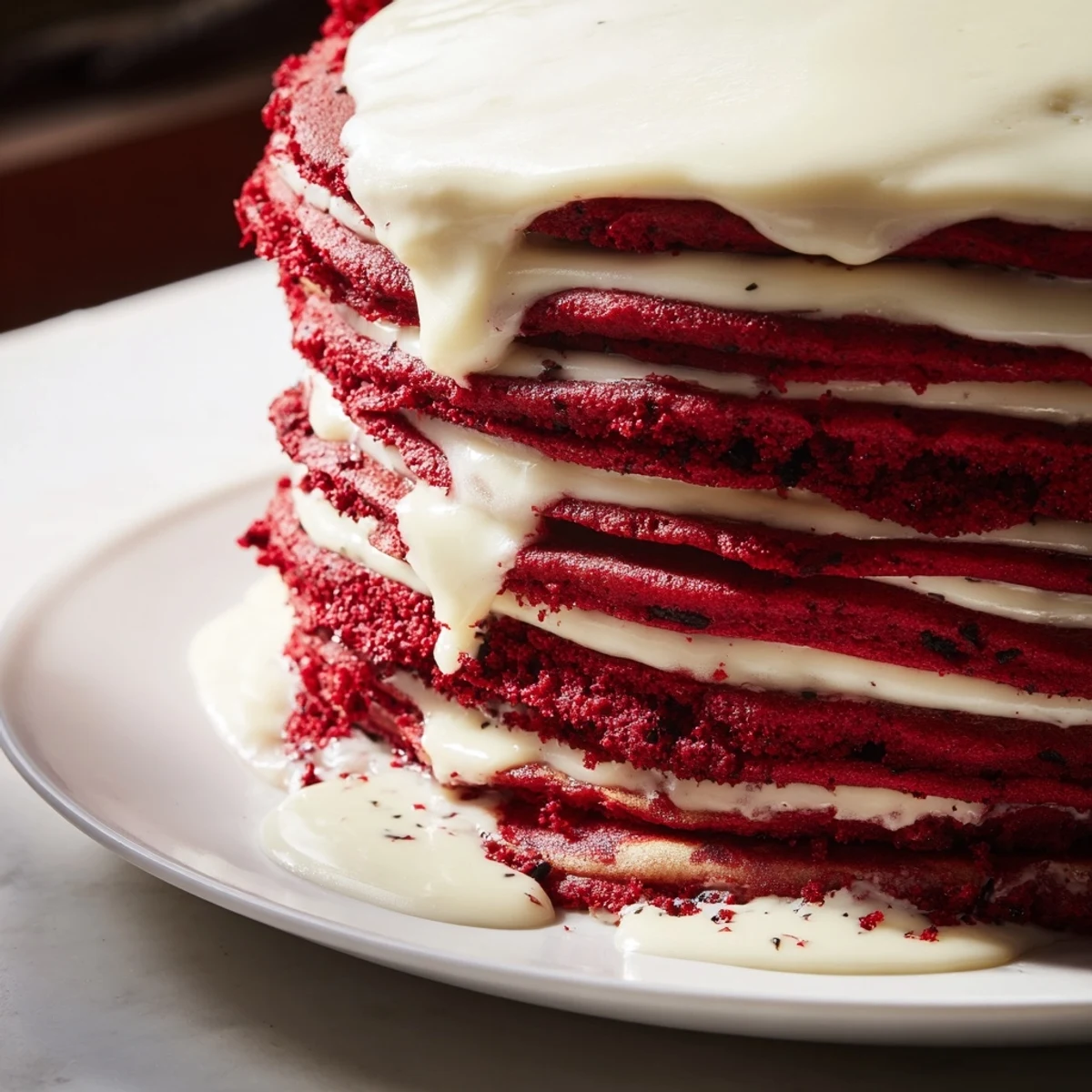 Red Velvet Pancakes Cream Glaze