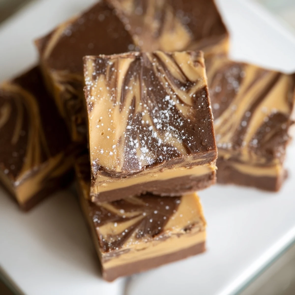 Alt text: Chocolate Peanut Butter Fudge being lifted from a pan by a spatula, showing the rich peanut butter and chocolate layers, a delicious sweet treat.