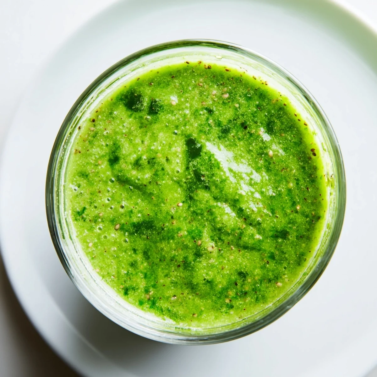 Thick, vibrant Green Detox Smoothie with Ginger blends spinach and pineapple, poured into a rustic mason jar with a reusable straw.