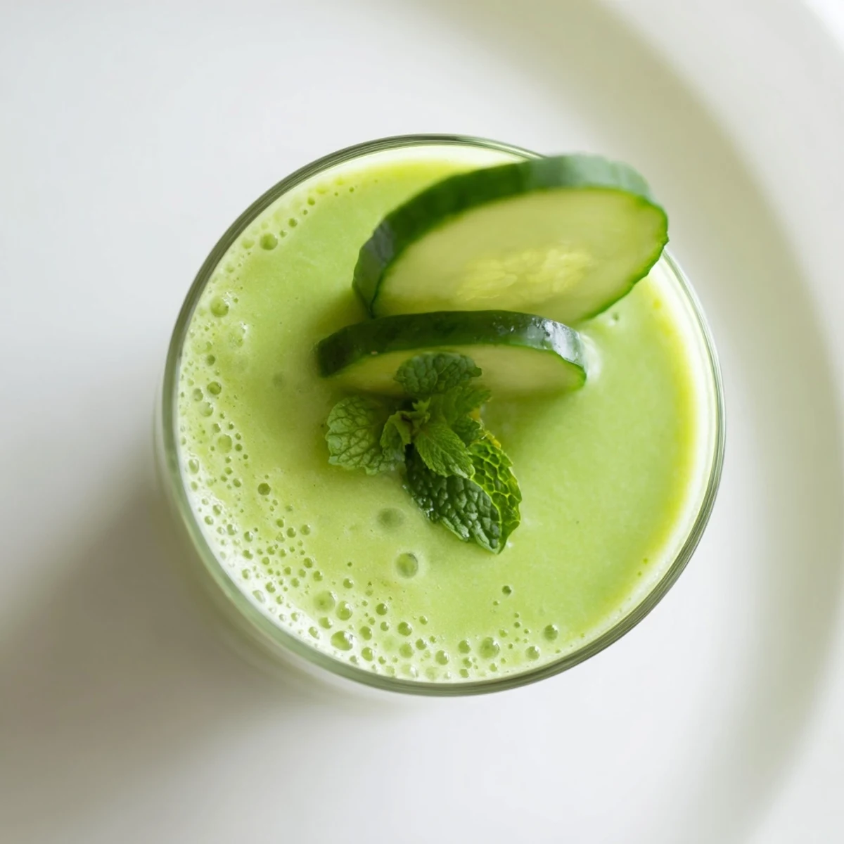 This chilled Green Detox Smoothie with Cucumber and Ginger offers creamy texture and zesty aroma, poured into a mason jar for a refreshing morning.