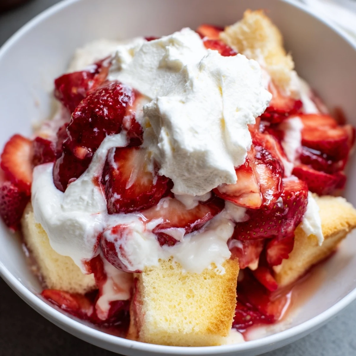 Freshly sliced strawberries macerate in sugar and lemon juice, layered over sponge cake and custard in this Strawberry Shortcake Trifle with Custard.