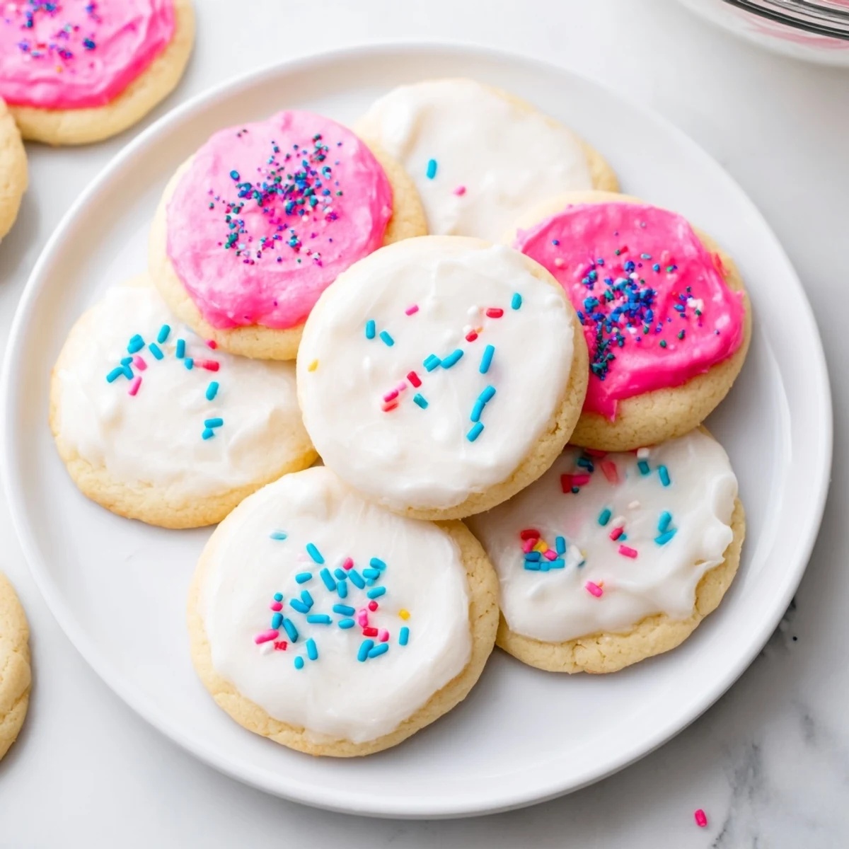 Easy Sugar Cookie Icing in a small bowl, ready for piping details on vanilla-scented holiday cookies.