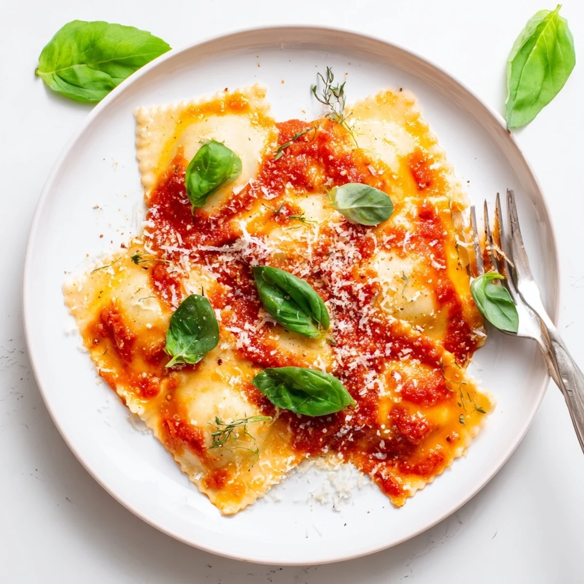 Easy 20-Minute Ravioli with Simple Sauce is plated in a skillet, ready for a family dinner tonight.