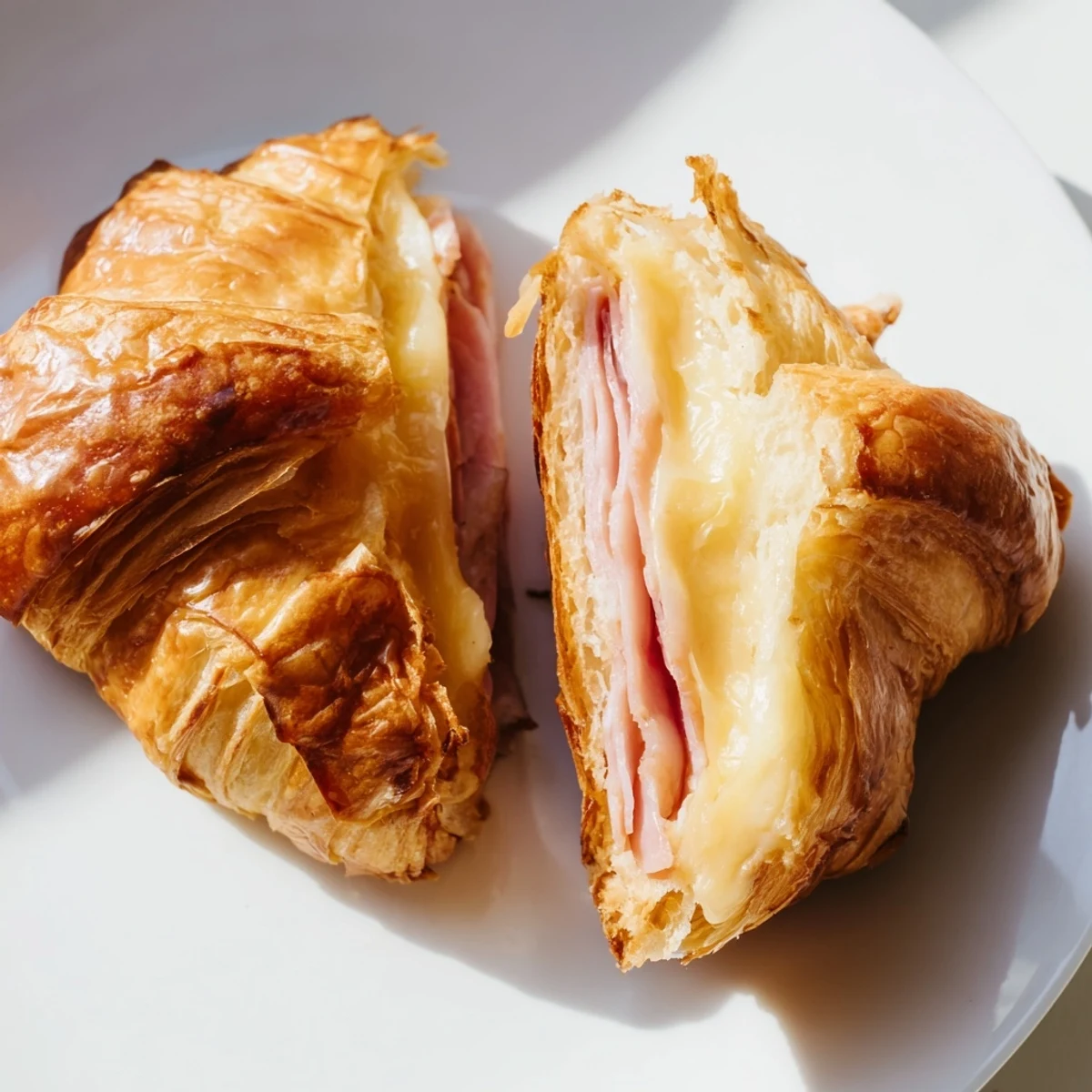 Buttery pastry hugging tender ham and gooey cheese, perfect for an easy French breakfast.