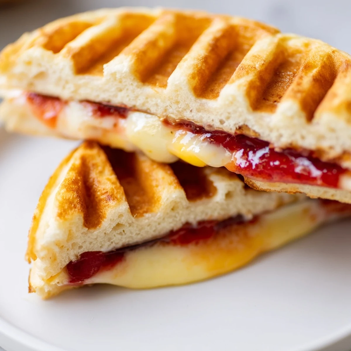 Sweet Waffle Grilled Cheese served warm on a plate with a side of fresh mixed berries for a brunch treat.