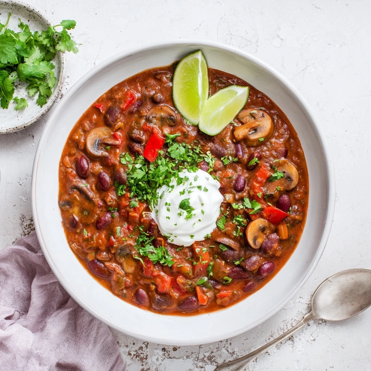 Earthy mushrooms and kidney beans simmer in a rich, smoky tomato sauce in this Chilli Mushroom Con Carne recipe.