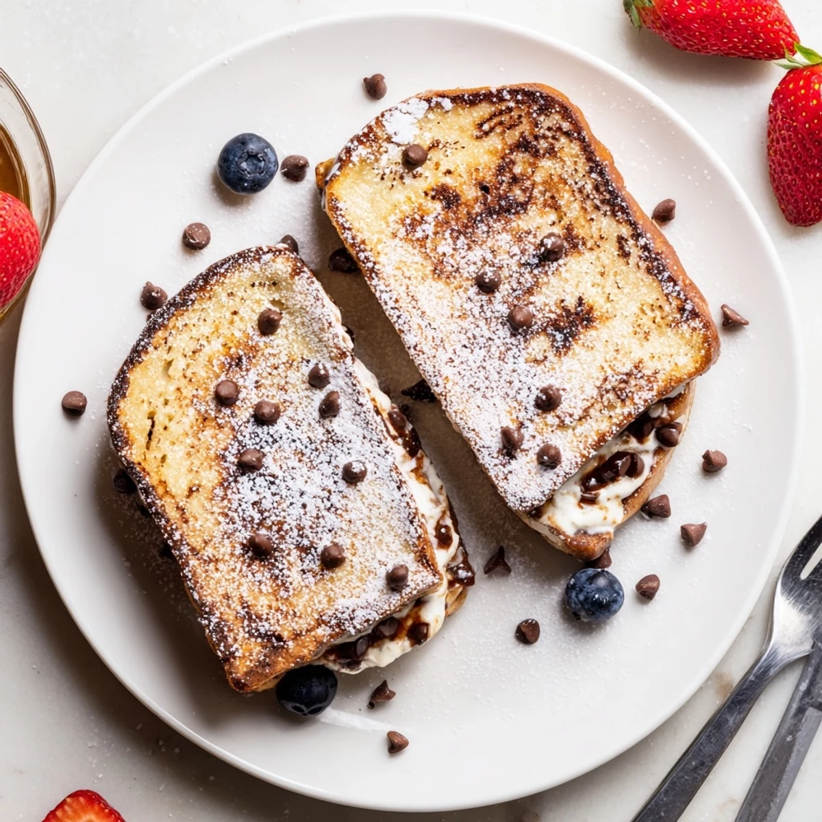 Decadent Cannoli Stuffed French Toast features cinnamon-vanilla custard-soaked bread pan-fried to perfection for a sweet brunch treat.
