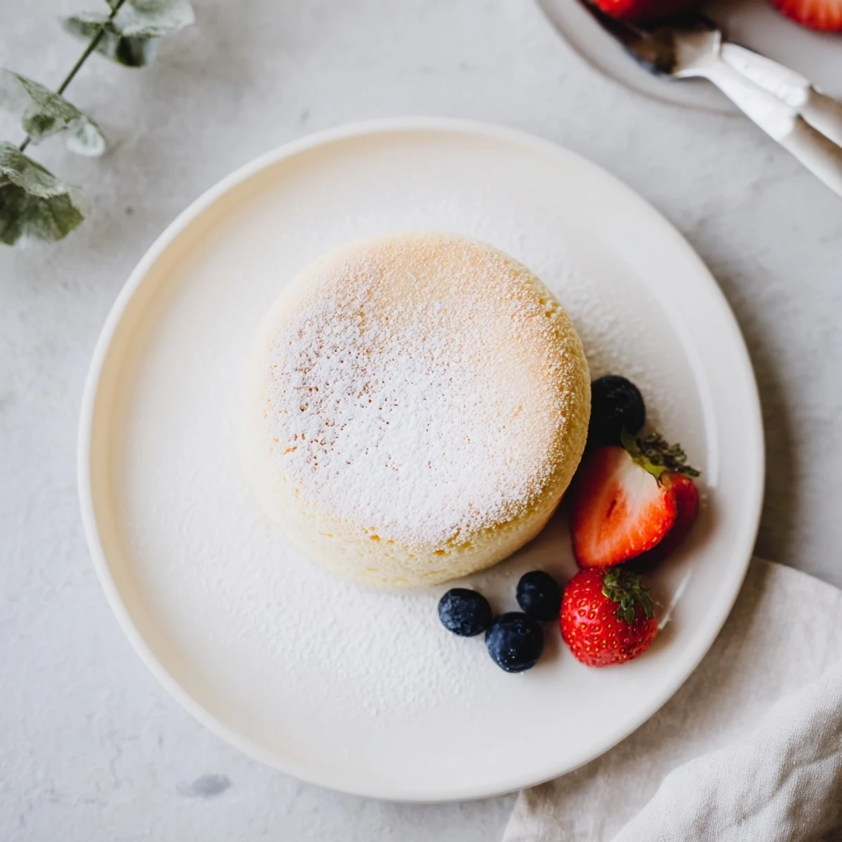 Delicate cotton-like Japanese cheesecake with a smooth creamy center and golden brown crust