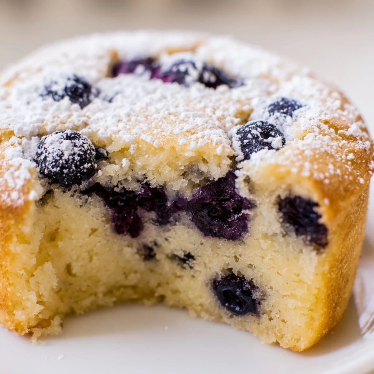 Close-up of soft lemon blueberry cookies showing fresh blueberry specks and tender crumbs