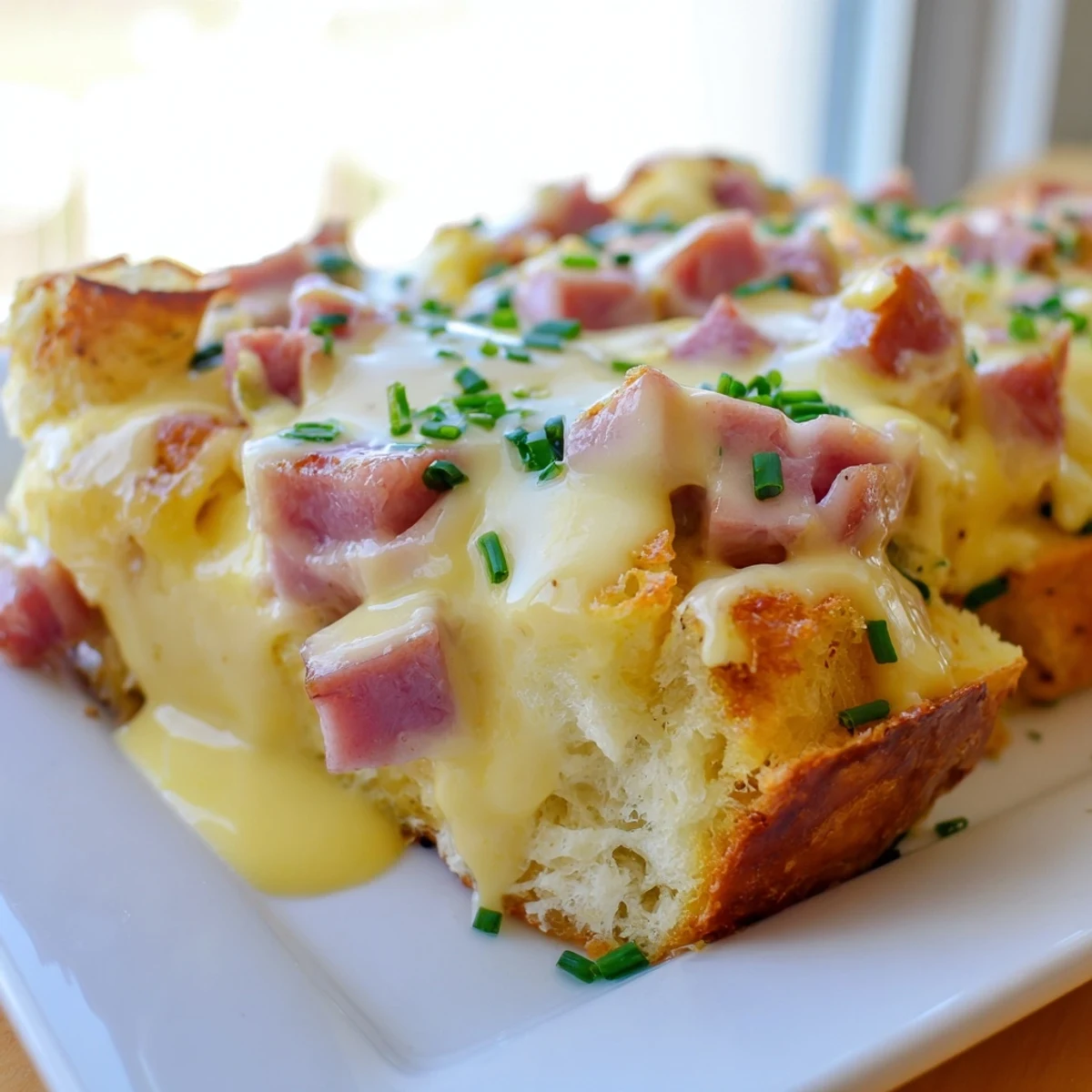 Crowd-pleasing brunch dish featuring layered English muffins and silky hollandaise drizzle