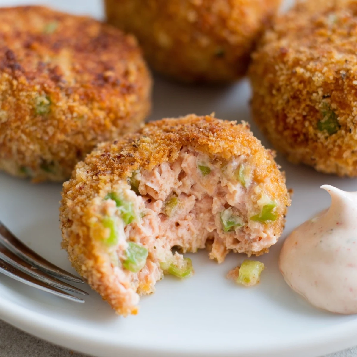 Crispy pan-fried Southern salmon croquettes resting on paper towels after cooking to golden perfection
