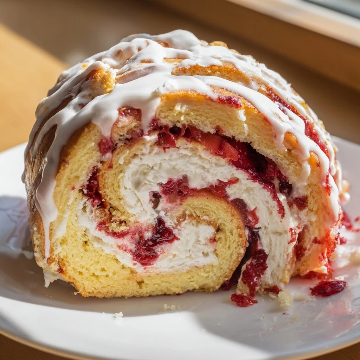 Soft Strawberry Shortcake Cheesecake Rolls swirling with creamy cheesecake filling and bright red strawberries