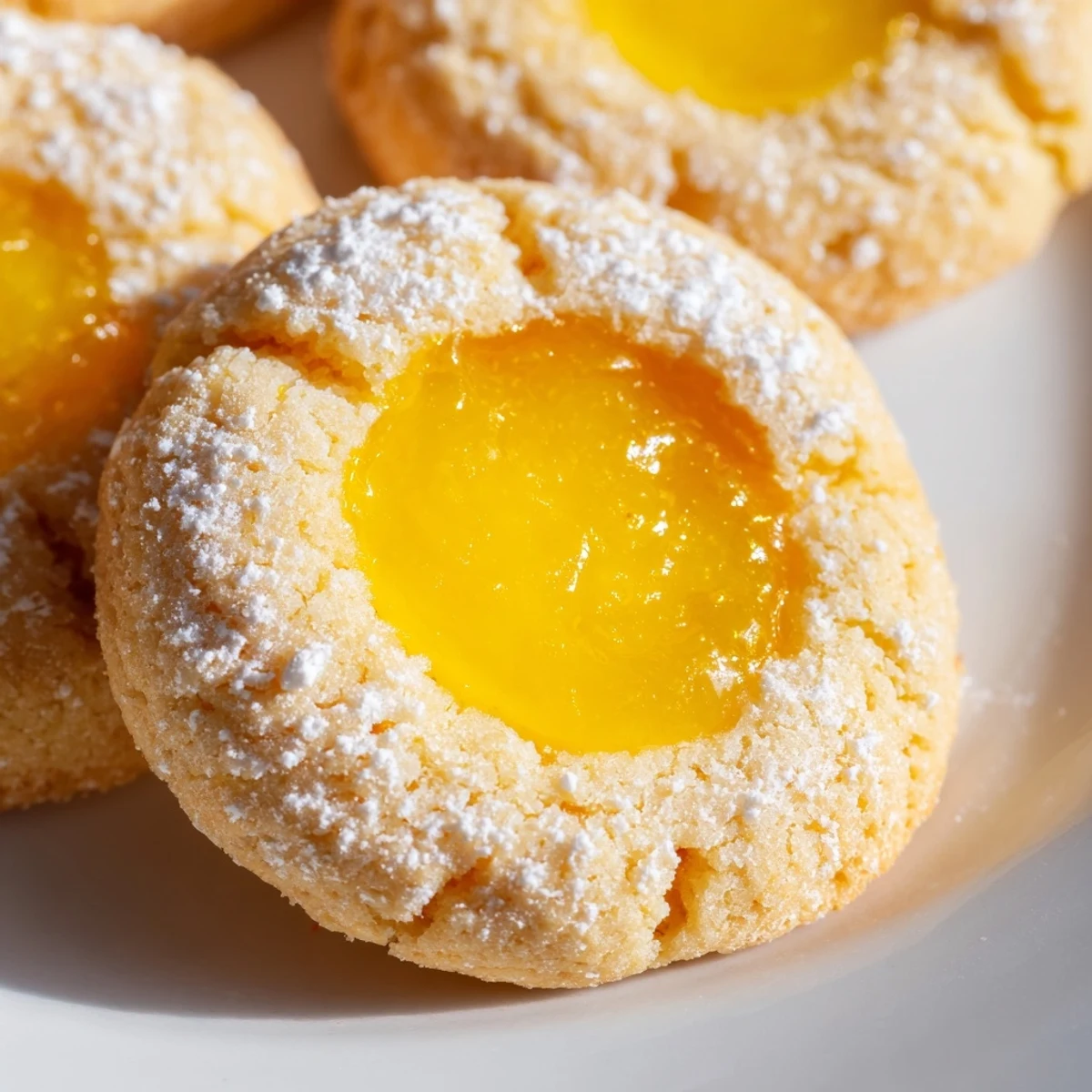 Thumbprint lemon curd cookies with jammy centers and lightly golden crisp edges
