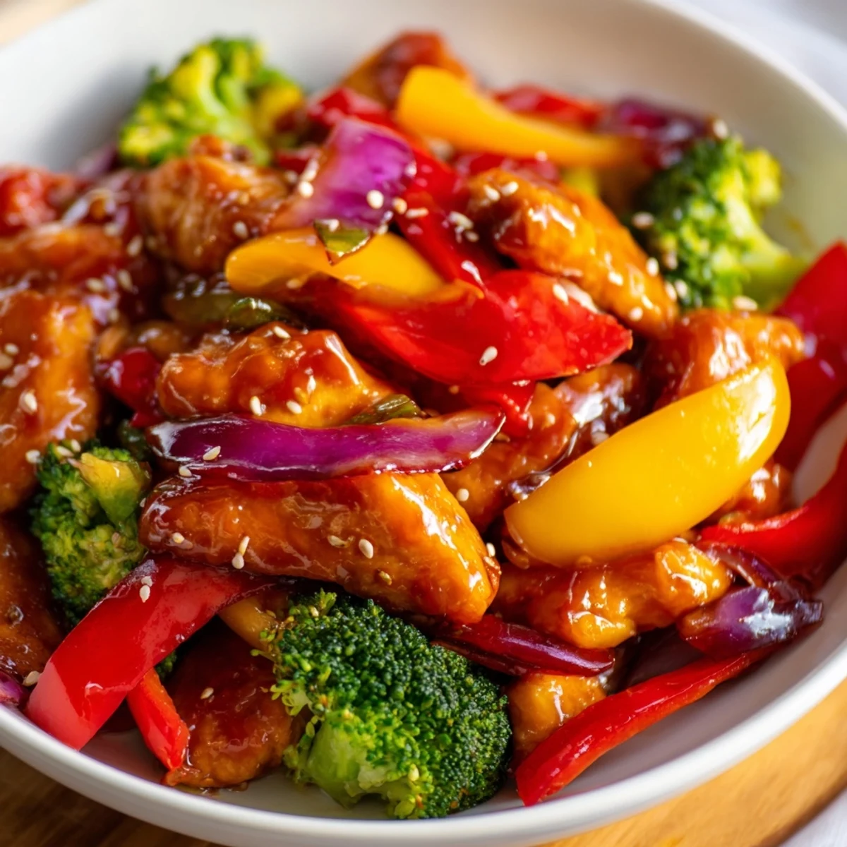 Vibrant quick flavorful weeknight meal in a skillet with glossy sauce and fresh garnish