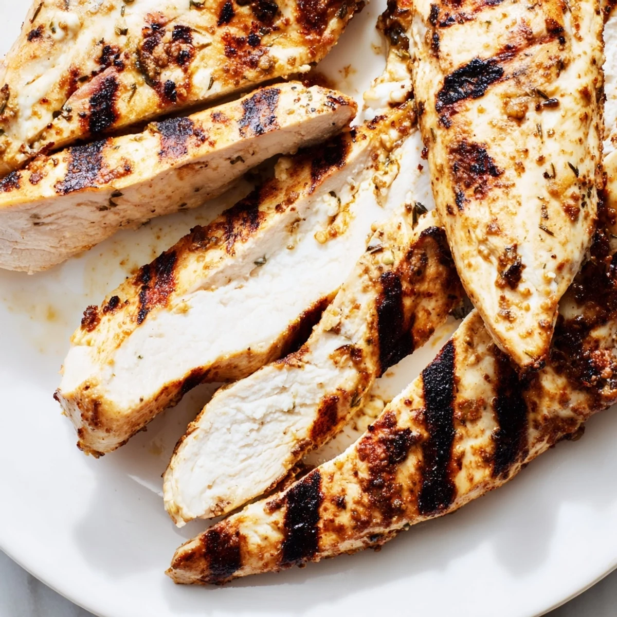 Tender Greek yogurt marinated chicken grilled with golden spices and fresh herbs