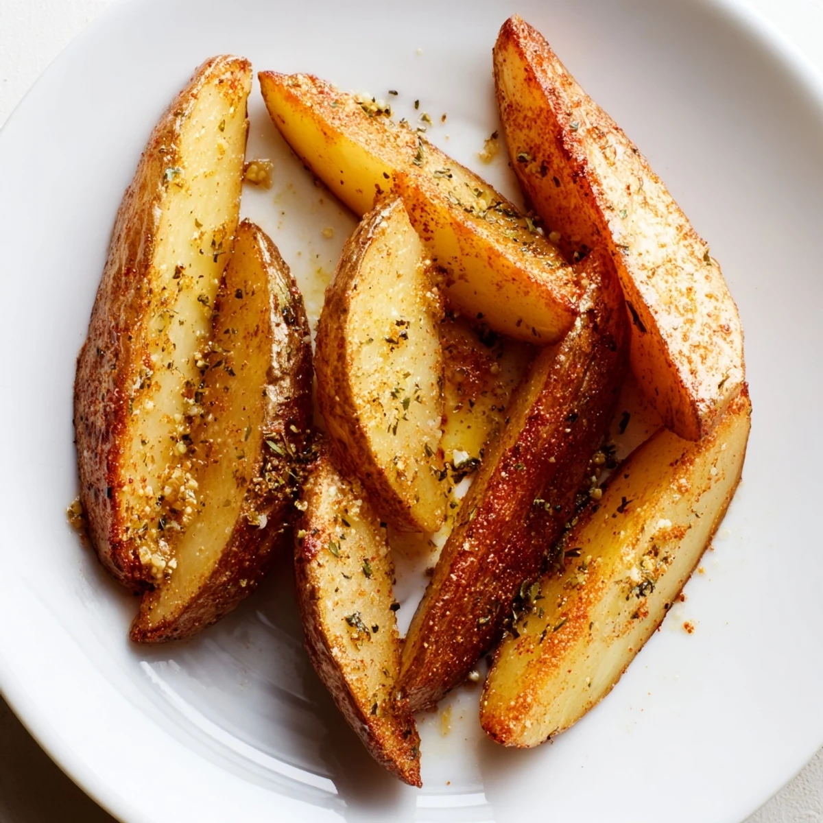 Seasoned Potato Wedges sizzling on sheet pan, ready with ketchup dipping