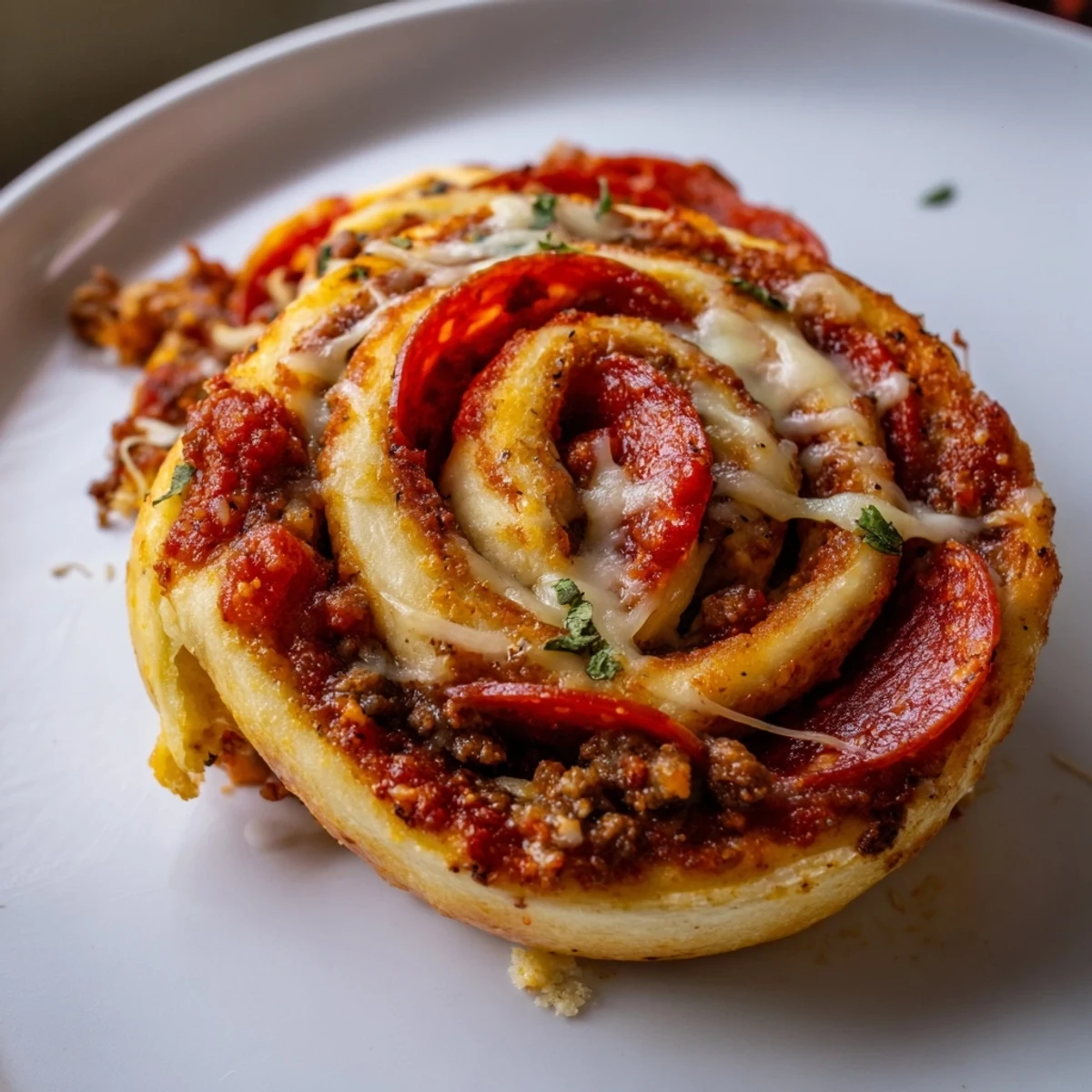 Cheesy Beef Pepperoni Pizza Roll Ups Snack Recipe with warm, crisp browned edges