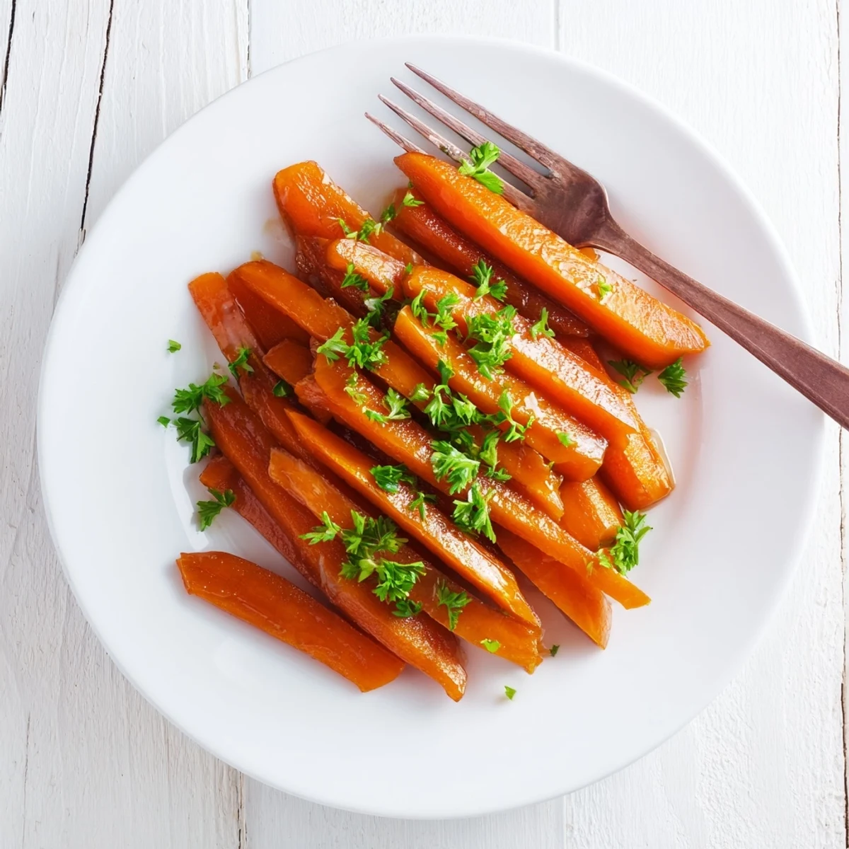 Shiny glazed carrots side dish featuring glossy orange pieces in a rich brown sugar sauce