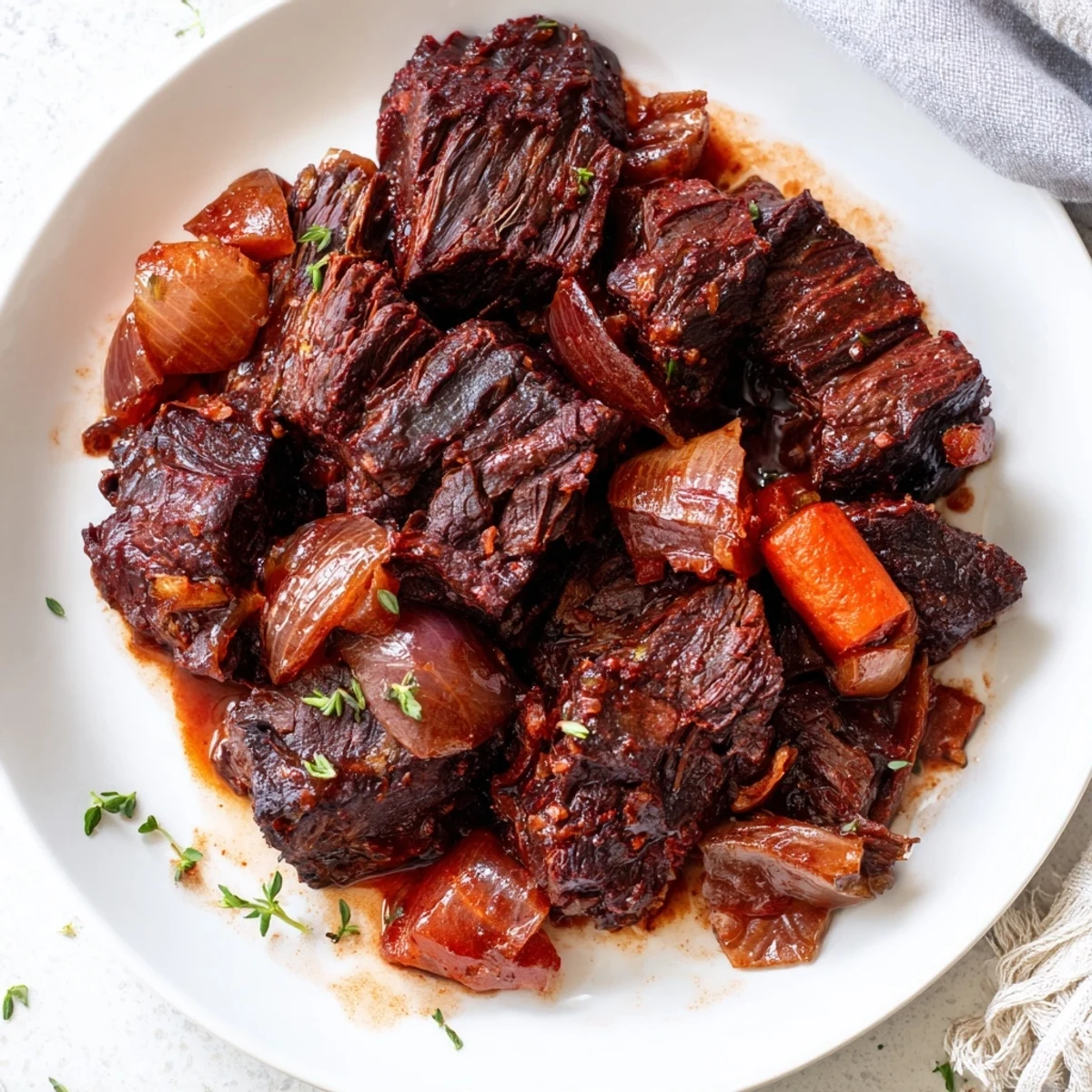 Golden seared beef chuck roast slowly braised with fresh herbs and root vegetables
