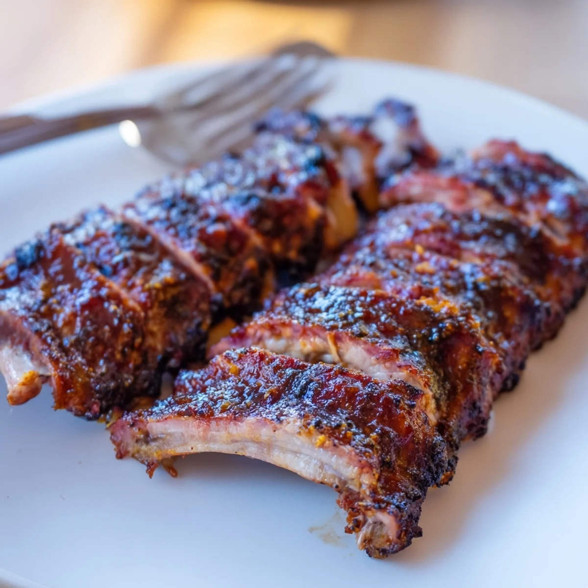 Juicy Grilled Ribs with caramelized edges, basting brush and coleslaw nearby