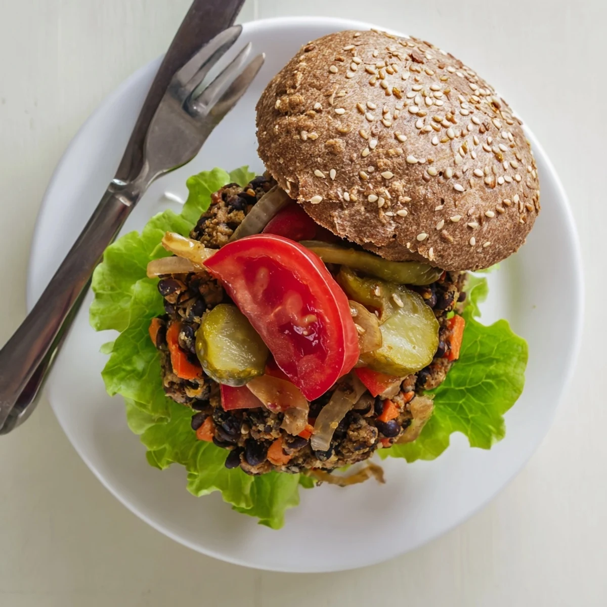 Hearty black bean veggie burgers sizzling in a skillet with caramelized edges and herbs