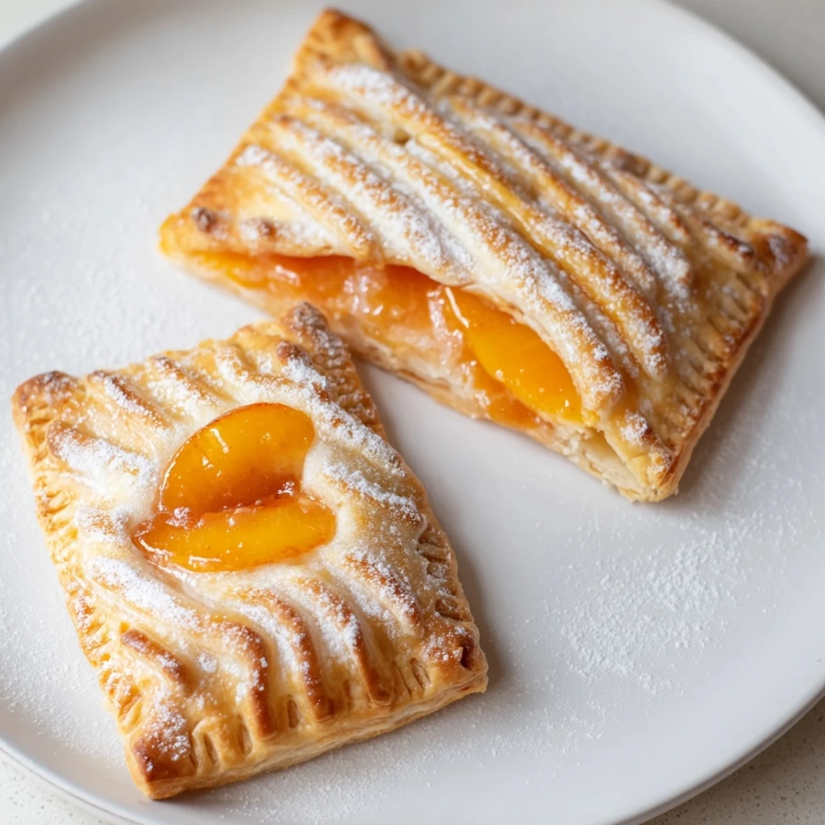 Golden, flaky Peach Pop Tarts Classic with glossy peach glaze on wire rack