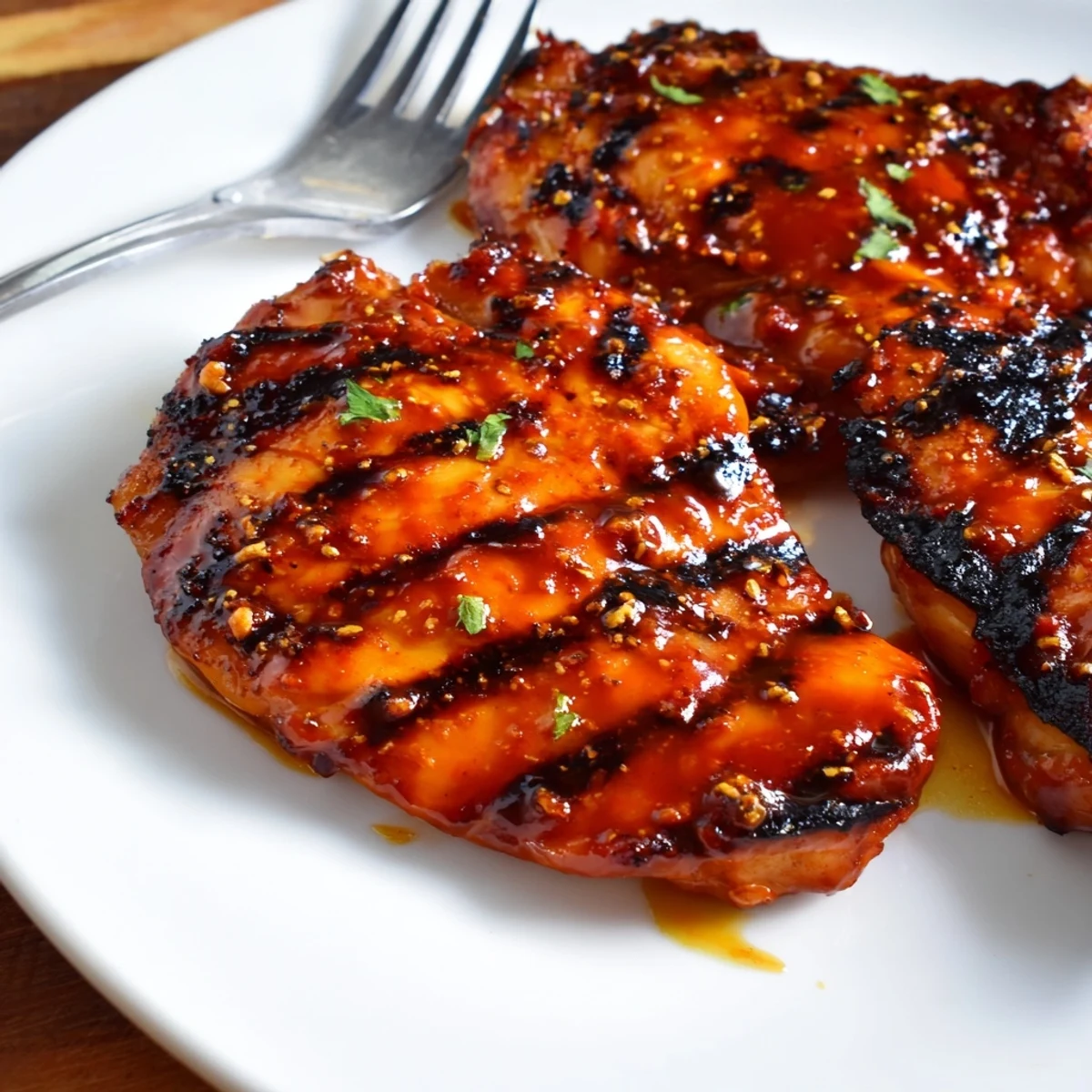 Smoky Grilled Honey Buffalo Chicken Thighs served hot with blue cheese dip.