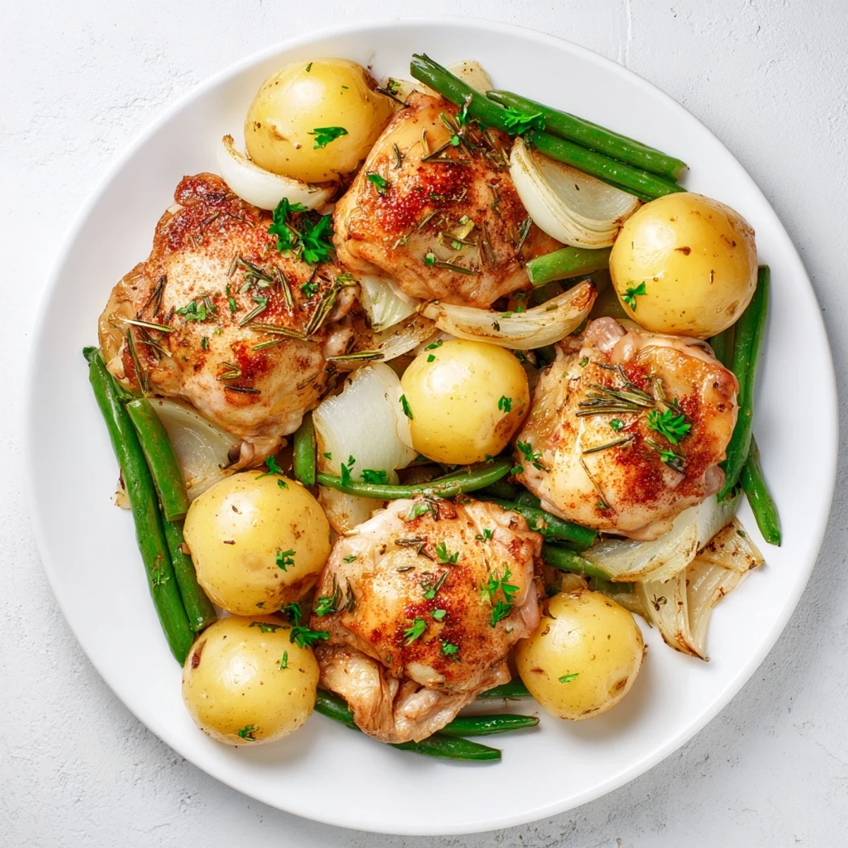 One-pot slow cooker meal featuring juicy chicken seasoned with herbs and vegetables